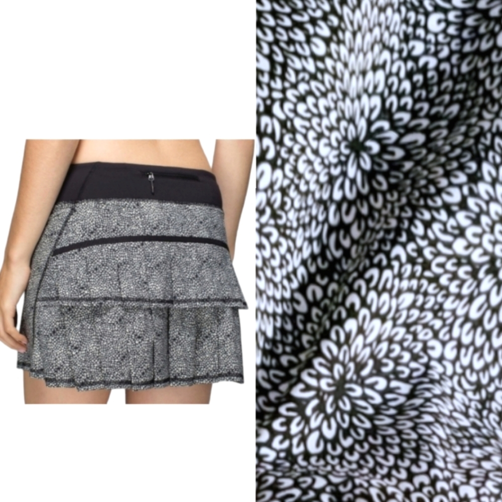 Lululemon Pace Setter Black White Activewear Running Mini Skirt Shorts Skort 6